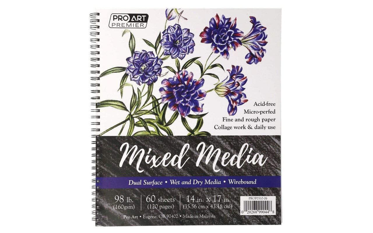 Pro Art Premium Mixed Media Pad 14"x17" 60 sheets, 98#, Wire, Sketch Book, Sketchbook, Drawing Pad, Sketch Pad, Drawing Paper, Art Book, Paper, Sketchbook for